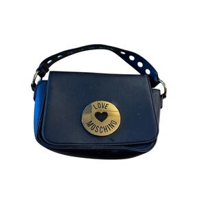 Love Moschino | Black Crossbody Bag with Gold Accent Red Interior Short Strap